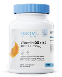 Osavi Vitamin D3 + K2, 4000IU + 150mcg - 60 kaps.