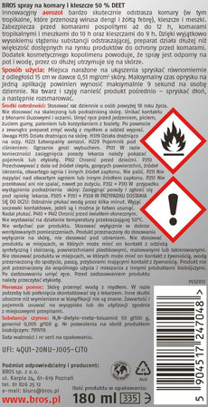 BROS Spray na komary i kleszcze Tropikalny 50% DEET 180ml