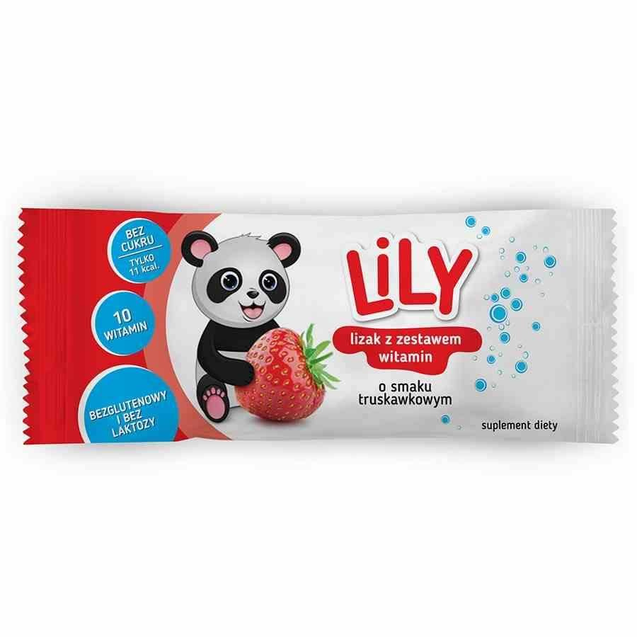 LILY − Lizak z zestawem witamin o smaku truskawkowym − 1 szt.