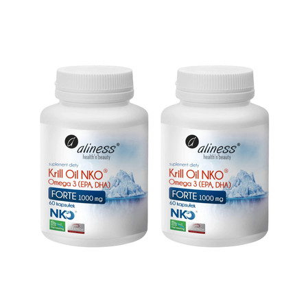 Zestaw 2x Aliness Krill Oil NKO® Omega 3 z Astaksantyną 1000 mg FORTE 60kaps.