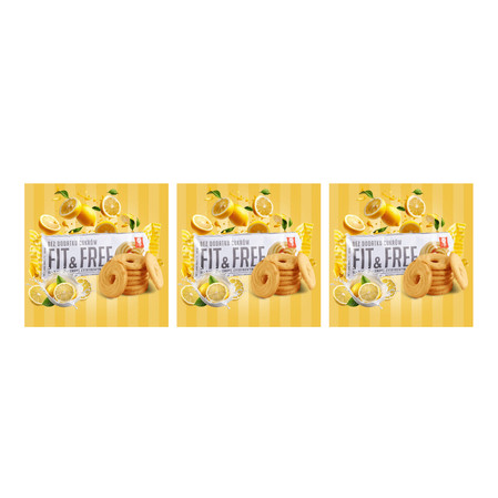 Zestaw: 3x FIT&FREE Herbatniki cytrynowe bez cukru 120g CUKRY NYSKIE