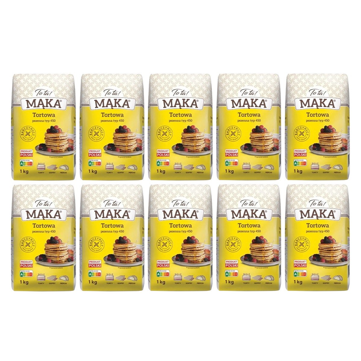 Zestaw 10x ToTa! Mąka pszenna tortowa typ 450 - 1 kg - Nabea.pl
