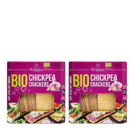 Zestaw: 2x KRAKERSY PROTEINOWE Z CIECIERZYCY Z CZOSNKIEM BIO 80 g - KRIPPU