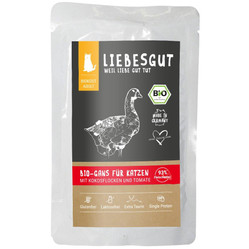 LIEBESGUT BIO GANS - gęś z płatkami kokosowym i pomidorami ekologiczna mokra karma dla kota (100g)