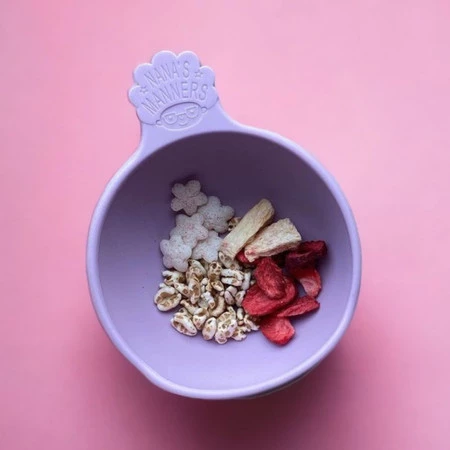 Nana's Manners, ETAP 1, Miska silikonowa z przyssawką i uchwytem, fioletowa