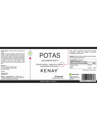 Kenay Potas wsparcie mięśni, układu nerwowego i prawidłowego ciśnienia krwi 60 kaps.