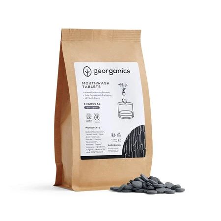 Georganics, Naturalne tabletki do płukania jamy ustnej, do codziennej pielęgnacji, z aktywnym węglem, 720 tabletek
