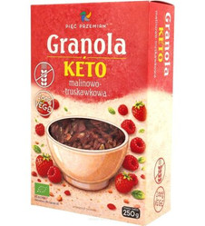 Pięć Przemian Granola KETO malinowo-truskawkowa bezglutenowa BIO 250 g