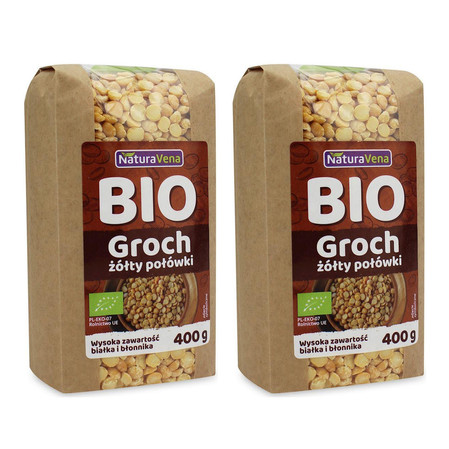 Zestaw: 2x GROCH ŻÓŁTY POŁÓWKI BIO 400 g - NATURAVENA