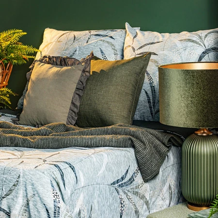 Komplet pościeli bawełnianej 220 x 200 cm, nadruk oliwki z motywem liści