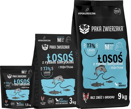 PAKA ZWIERZAKA Łosoś Ryby Bałtyckie M bez zbóż 3kg