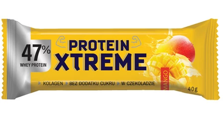 BATON PROTEINOWY XTREME Z MANGO W CZEKOLADZIE MLECZNEJ BEZ DODATKU CUKRU 40 g - DOBRY SQUAD