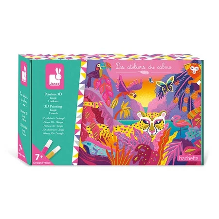 Janod Zestaw kreatywny Malowanie farbami 3D Dżungla 7+