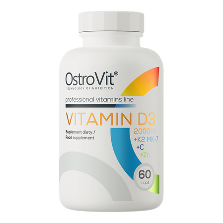 OSTROVIT Witamina D3 2000 IU + K2 MK-7 + C + Zn (60 kaps.)
