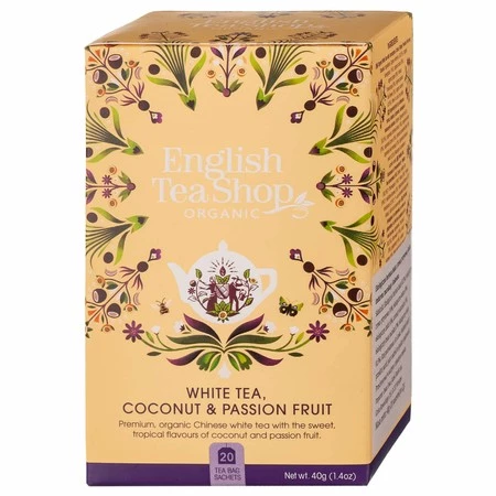 English Tea Shop Herbata biała z trawą cytrynową, kakao, imbirem, marakują i kokosem (20x2) BIO 40 g