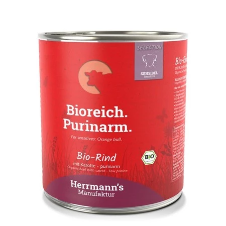 HERRMANN'S Selection Sensitive Dog Bio Rind Purinarm - bio wołowina, niski poziom puryn (800g)