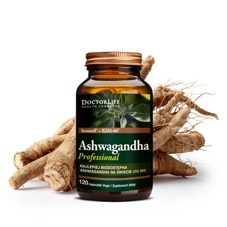 Doctor Life Ashwagandha KSM-66+ Sensoril ekstrakt z korzenia 550mg - 120 kaps.