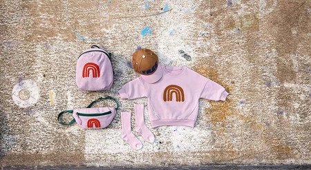 Lassig Plecak do przedszkola dla przedszkolaka sztruks Little Gang Rainbow lilac