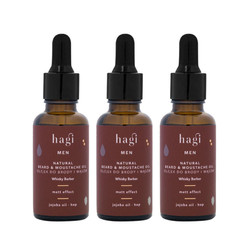 Zestaw: 3x Hagi Men - Naturalny olejek do brody i wąsów mat Whisky Barber 30ml