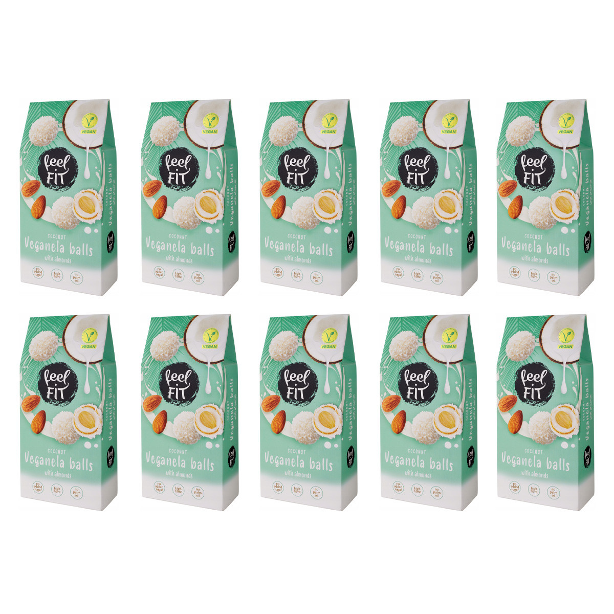 Zestaw 10x Veganella kulki kokosowe z migdałem 63 g - Nabea.pl