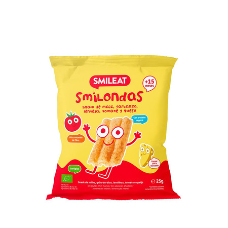 Smileat, BIO Smilondas, Chrupki z ciecierzycy, kukurydzy i soczewicy, pomidorowo-serowe 15m+, 25 g