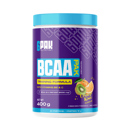 6PAK BCAA PAK Aminokwasy 400 g smak pomarańcza - kiwi