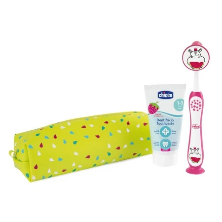 Always Smiling zestaw podróżny pasta do zębów 50ml + szczoteczka do zębów + etui 3-6l Hippo