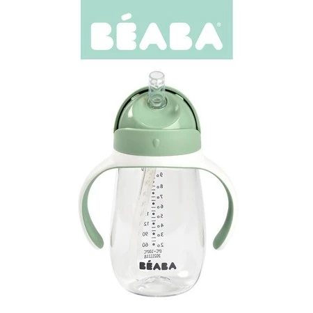 Beaba Bidon niekapek ze słomką tritanowy 300 ml Sage green