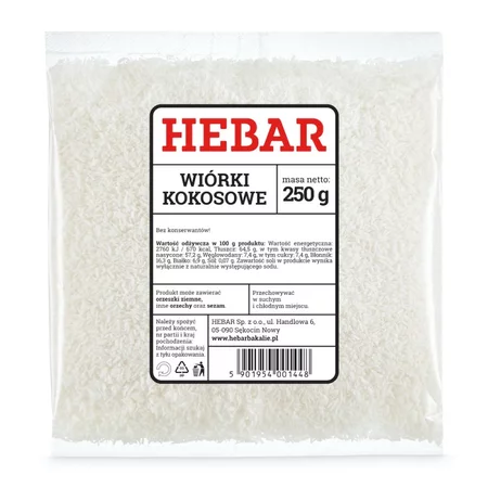 Hebar Wiórki kokosowe 250 g