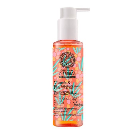 Wegański, rewitalizujący peeling - maska do twarzy z kwasami i witaminą C , 145ml OBLEPIKHA C-BERRICA