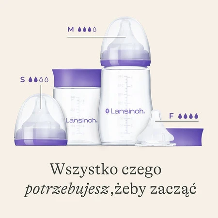 Lansinoh, Zestaw startowy - Butelki do karmienia ze smoczkami NaturalWave, 160 ml + 240 ml