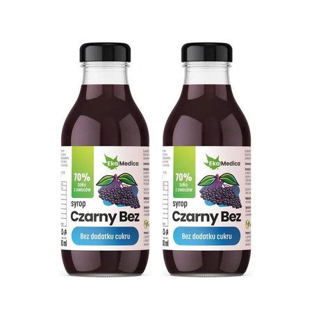 Zestaw: 2x EkaMedica Syrop Czarny bez bez dodatku cukru 0,3L