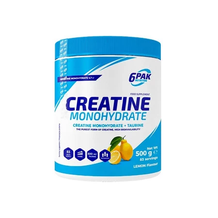 6PAK Creatine Monohydrate Kreatyna Monohydrat 500g smak lemon