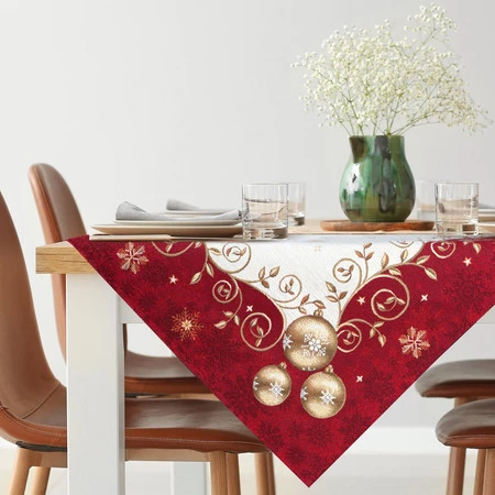 Obrus z gobeliny szenilowej ze świątecznym wzorem rozm.100 x 100 cm