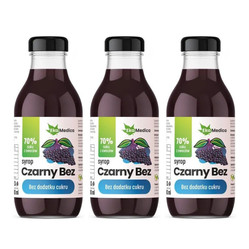 Zestaw: 3x EkaMedica Syrop Czarny bez bez dodatku cukru 0,3L