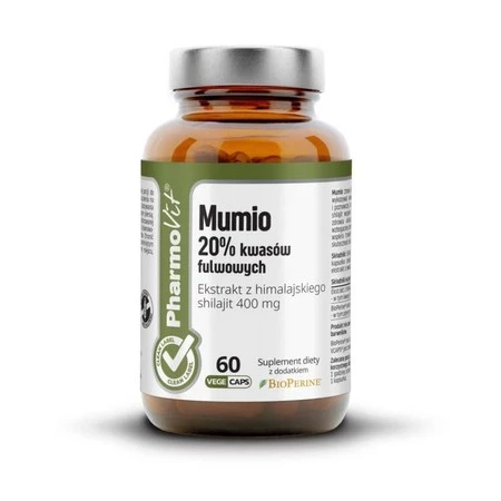 Pharmovit Mumio 20 % Kwasów fulwowych Clean Label 60 kaps.