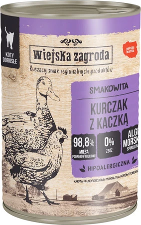 Wiejska Zagroda Kurczak z Kaczką bez zbóż - karma mokra dla kota - 400g