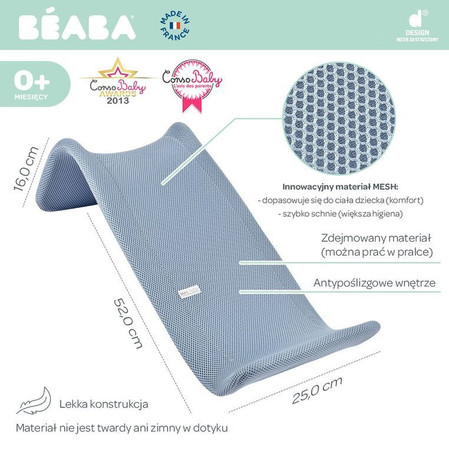 Beaba Leżaczek – wkładka do kąpieli dla niemowląt Parma Grey