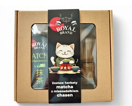 ROYAL BRAND Zestaw matcha BIO 100g + mieszadełko chasen