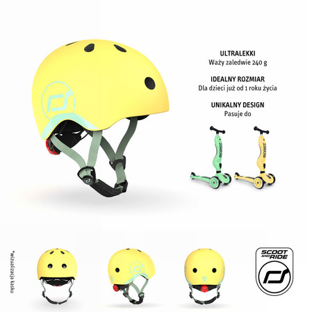 SCOOTANDRIDE Kask XXS-S dla dzieci 1-5 lat Lemon