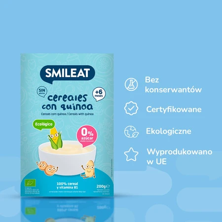 Smileat, BIO Kaszka bezglutenowa dla niemowląt z komosą ryżową 4m+, 200g
