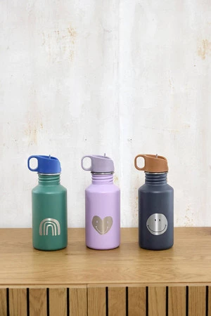 Lassig Bidon ze stali nierdzewnej z ustnikiem i uchwytem 500 ml Little Gang Heart lilac