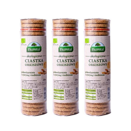Zestaw: 3x EkoWital − Ciastka orkiszowe pełnoziarniste − 250 g
