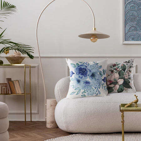 Dekoracyjna poszewka wykonana z tkaniny imitującej len szerokość: 45 cm, długość: 45 cm, kolor: biały