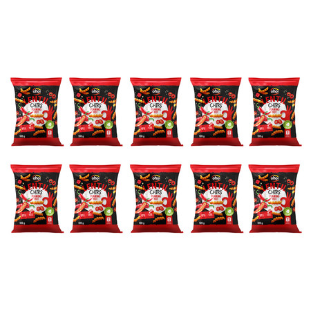 Zestaw 10x Chipsy z czerwonej soczewicy o smaku flaming hot 100g