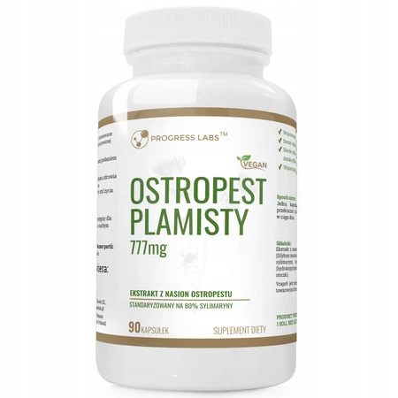 Progress Labs Ostropest Plamisty Exstrakt 80% Sylimaryny   777 Mg 90 kaps.