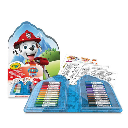 Crayola Zestaw artystyczny (kolorowanki dla dzieci, naklejki i flamastry) 47 el. Psi Patrol 4+