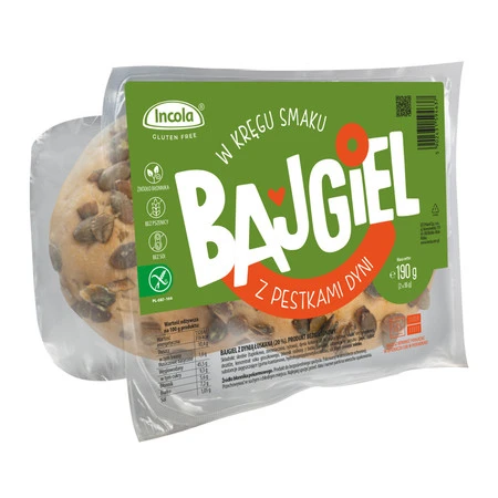 Incola Bezglutenowe Bajgle z pestkami dyni 2x95g
