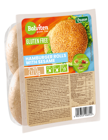 BALVITEN BUŁKI DO HAMBURGERÓW Z SEZAMEM BEZGLUTENOWE (2 szt.) 140 g
