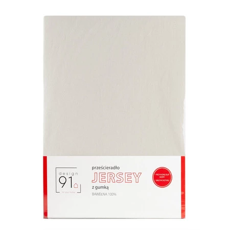 Prześcieradło z gumką, Jersey D91 180 x 200 x 30 cm, Beżowy